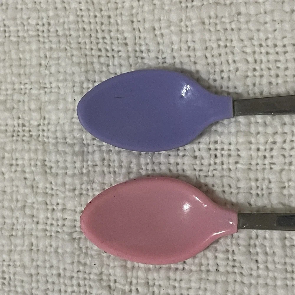 Gerber Baby Toddler Feeding Spoons Lot Of 2 Pink Purple Vintage 90's‎ Gift